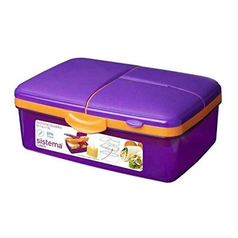 Sistema 1.5L Plastic Purple Slimline Quaddie Colored Box, 23965