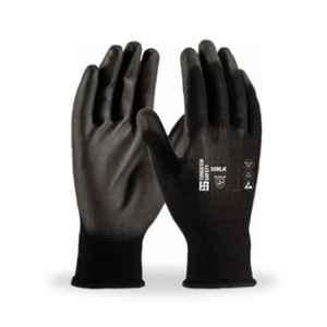 Tungsten Safety 13 Gauge 32g Polyster Liner Black 600 Pairs Safety Gloves Bag with PU Coated Palm, Size: 8, MAXPU-32 BLK