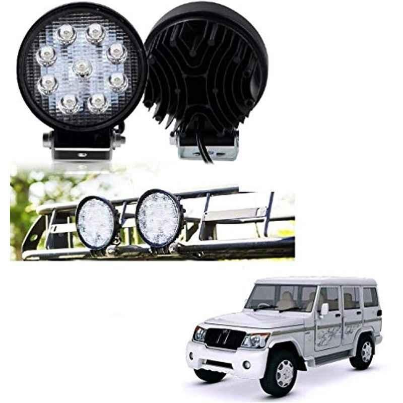Kozdiko 2 Pcs 27W 4 inch 9 LED Waterproof Round White Fog Light Set with Mounting Brackets for Car, Bike & Scooty, koz_76115