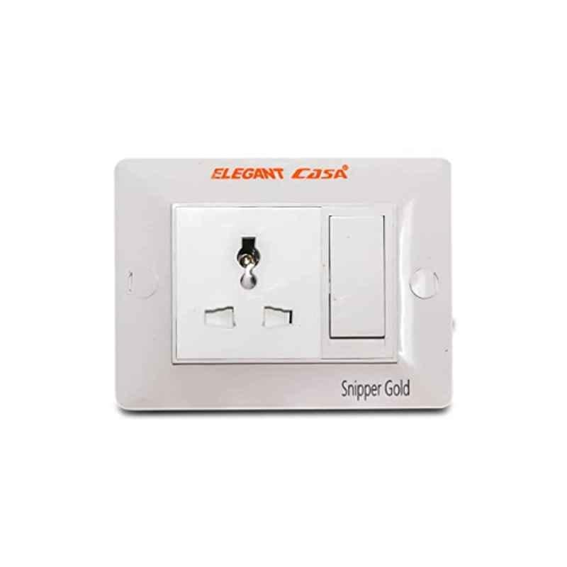 Elegant Casa Snipper Gold 6A Polycarbonate White Universal Socket Extension Board with Individual Switch & 5m 3 Core Heavy Duty Copper Wire