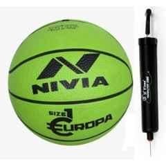 Nivia Europa Green Basketball with Pump for Kids (Pack of 2), Size: 3