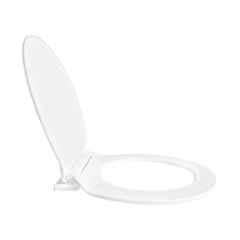 Happy Homes 44.4x35.2cm Plastic White Round Commode Seat Cover with Soft Close Mechanism