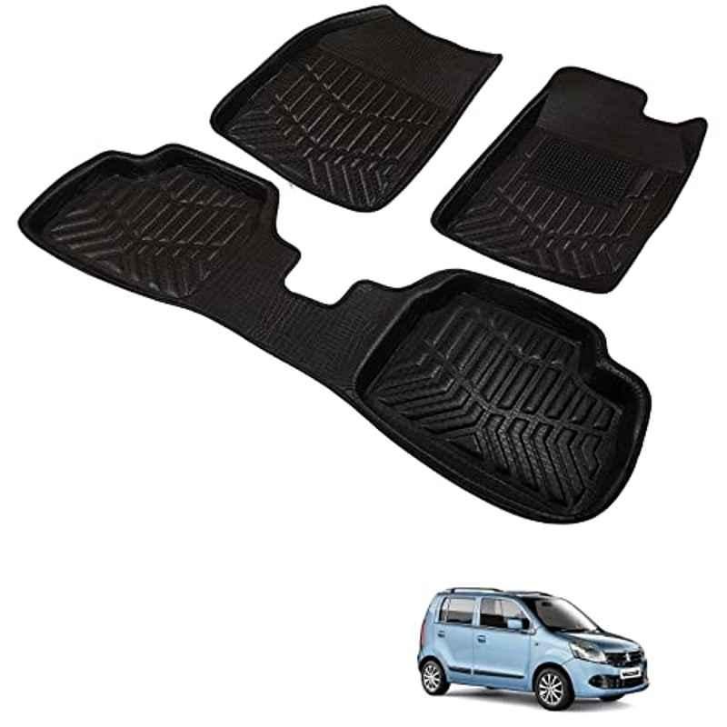 Kozdiko 3D Black Car Foot Mat Set for Maruti Suzuki Wagonr Type-2 2011-2018, dshbdhb261