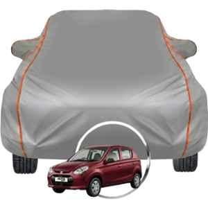 Allextreme Polyester Grey Piping Car Cover with Triple Stitched Reflective Piping for Maruti Suzuki Alto 800 Fits All Model & Year, MS-ALTO-BLK