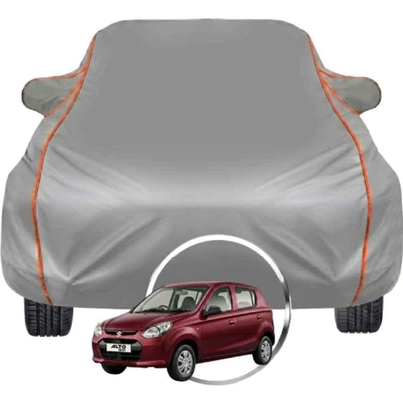 Allextreme Polyester Grey Car Cover with Triple Stitched Reflective Piping for Maruti Suzuki Alto 800 Fits All Model & Year, MS-ALTO-BLK