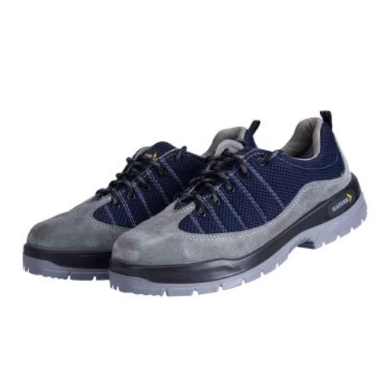 Mallcom Leo B Grey & Blue Leather Steel Toe Safety Shoes, Size:7