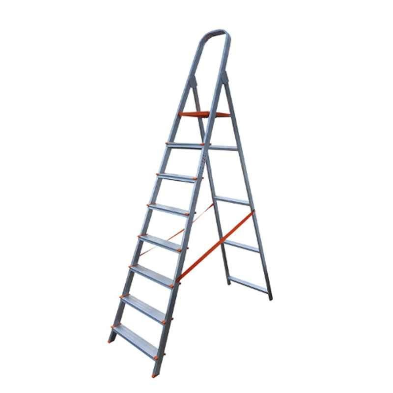 Aguerri Eco 8 Step Orange Silver Coated Aluminium Foldable Ladder with Platform, 4044