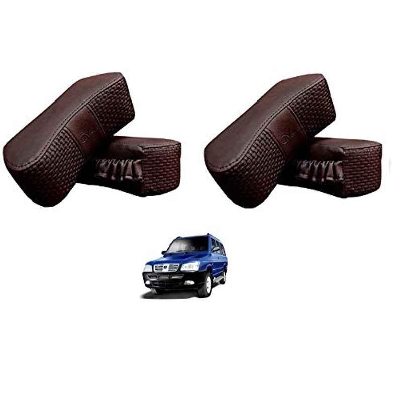 Kozdiko 4 Pcs CV Designer Cola Leatherite Neck Rest Car Cushion Pillow Set for ICML Rhino