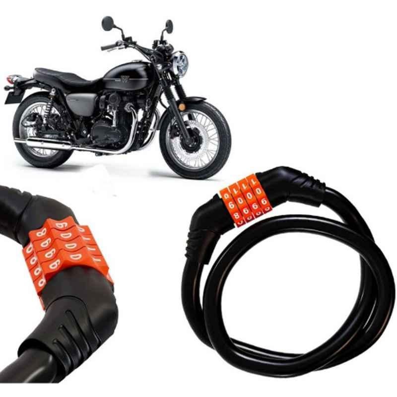 Auto Pearl Black & Orange 4 Digit Anti-Theft Combination Number Lock for W800 BS6