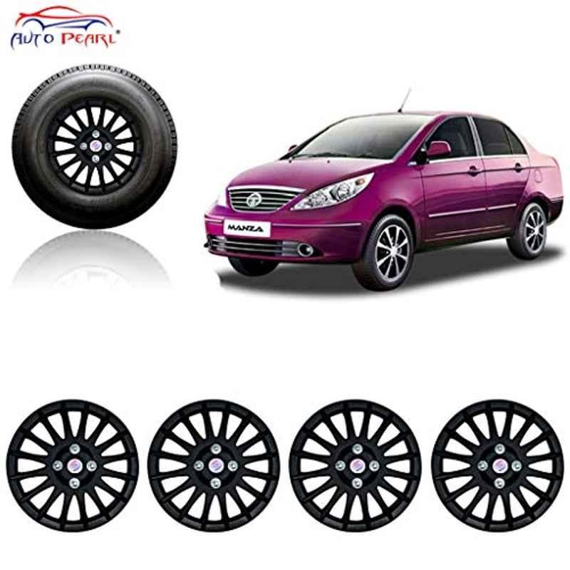 Auto Pearl 4 Pcs 15 inch Black Wheel Cover Set for TATA Manza