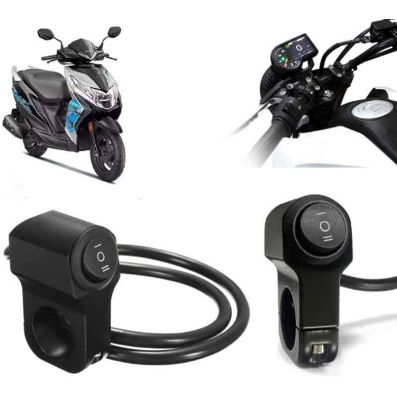 Auto Pearl 12V Aluminium Alloy Black Motorcycle Handlebar Headlight Switch for Dio