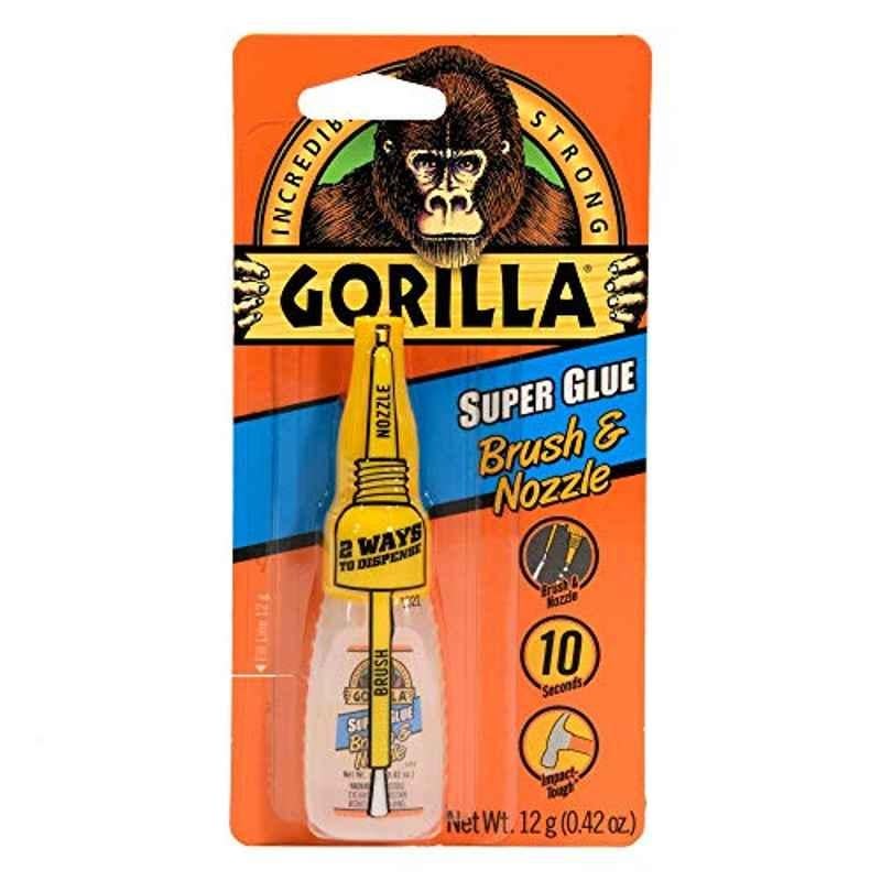 Gorilla 12g Clear Super Glue with Brush & Nozzle Applicator, 7501201