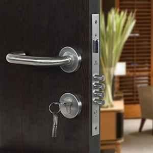Voltizi Rose Stainless Steel Matt Finish Both Side Key Mortise Door Lock Handle Set with 3 Computer Keys, MG1102-BSK-R