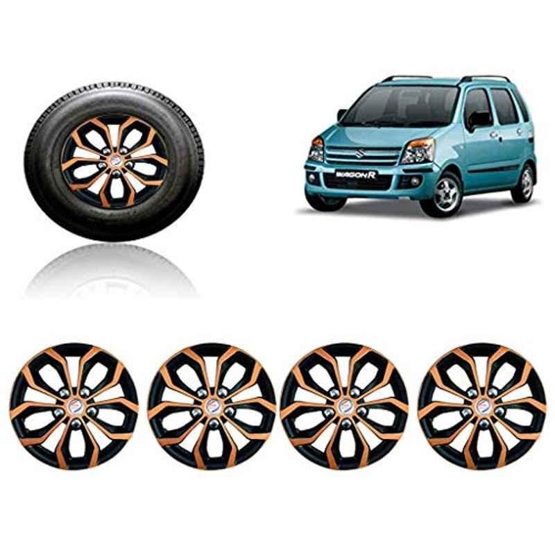 Auto Pearl 4 Pcs 14 inch ABS Black & Copper Press Fitting Wheel Cover Set for Maruti Suzuki WagonR