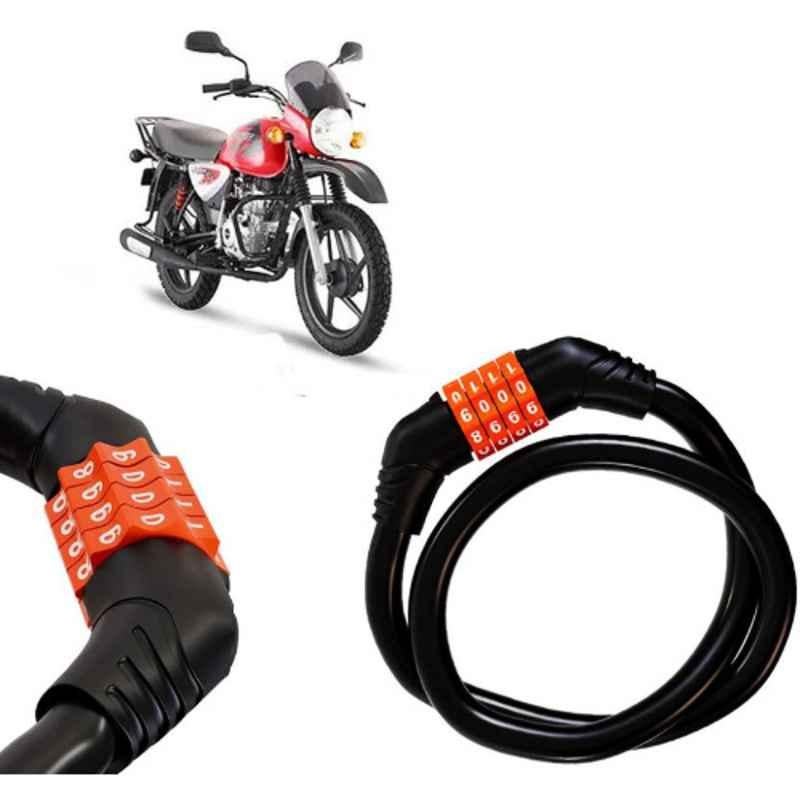 Auto Pearl Black & Orange 4 Digit Anti-Theft Combination Number Lock for Boxer BM 150