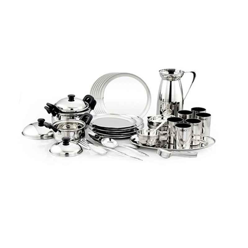 Pigeon 51 Pcs Stainless Steel Silver Sparkle Dinner Set