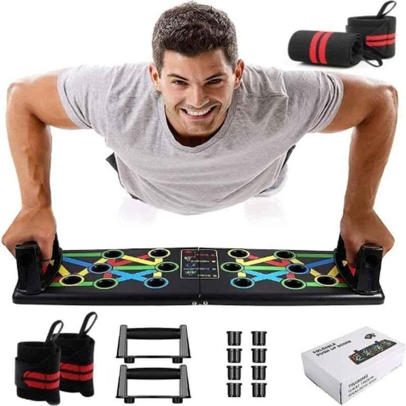Shopeleven 160kg Plastic Multifunction Foldable Push Up Board with Gym Wrist Band