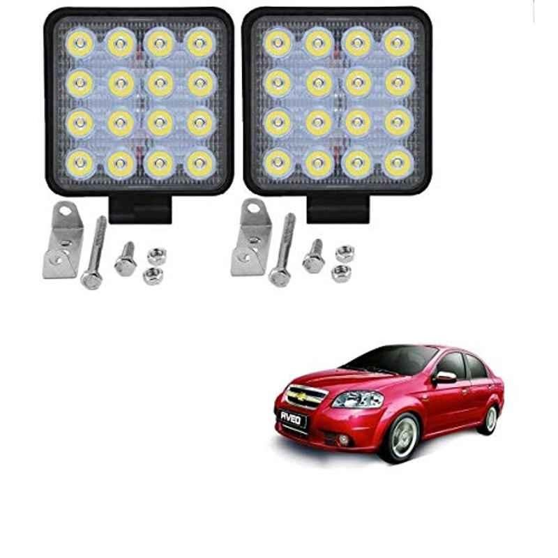 Kozdiko 2 Pcs 48W 16 LED White Bright Beam Square Fog Light Set for Chevrolet Aveo, koz_92696