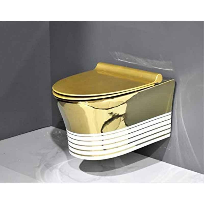 Buy InArt Ceramic Gold Wall Mounted EWC P Trap Western Commode