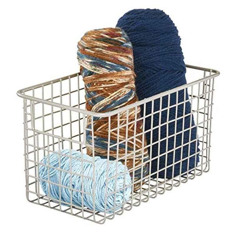 iDesign Classico 12x12x6 inch Steel Satin Wire Basket, 90375, Size: Extra Small