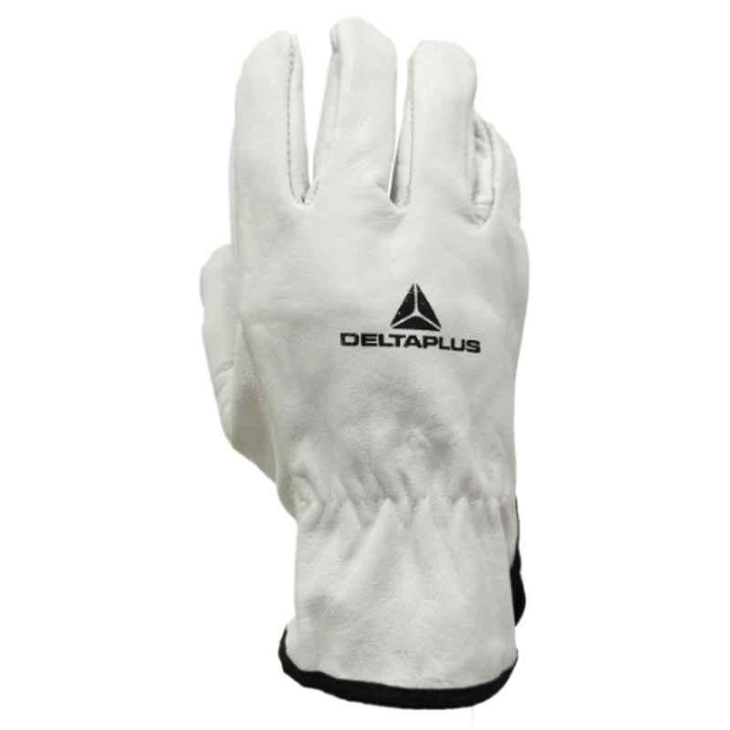 Deltaplus FBN49 Driver Leather Natural White Safety Gloves, Size: 9