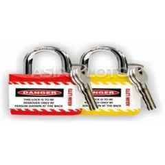 Asian Loto 2 Pcs Metal & Plastic Red & Yellow Regular Shackle Jacket Padlock Set with 3 Keys, ALC-LPR
