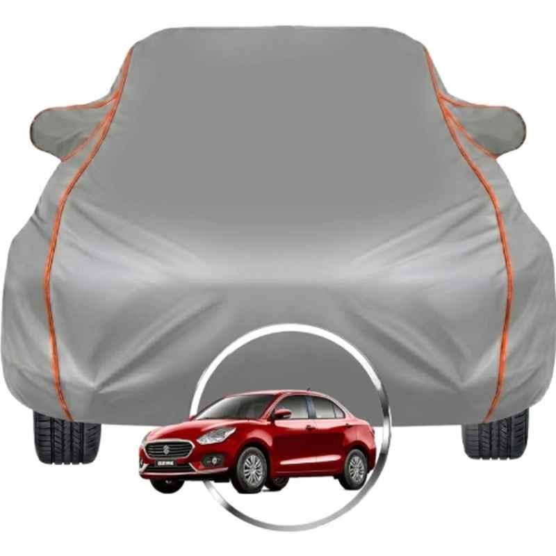 Allextreme Polyester Grey Car Cover with Triple Stitched Reflective Piping for Maruti Suzuki Swift Dzire Fits All Model & Year, MS-SWIFT-DZIRE-BLK