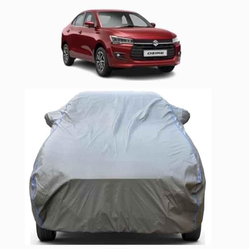 Aarex Auto Polyester Grey 100% Waterproof Car Cover with Mirror Pocket, Triple Stitched Elastic, Anti Dust, Heat Resistant & UV Proof for Maruti Suzuki Dzire All Models (2012-2025), DZ-Grey