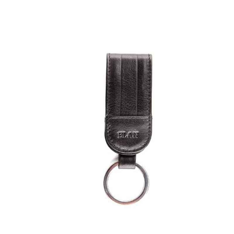 Elan Classic Black Leather Fob Key, ECKF-9533-BL