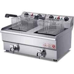 Khushi Udyog 2500W 24 Litre Stainless Steel Silver Double Tank Deep Fryer