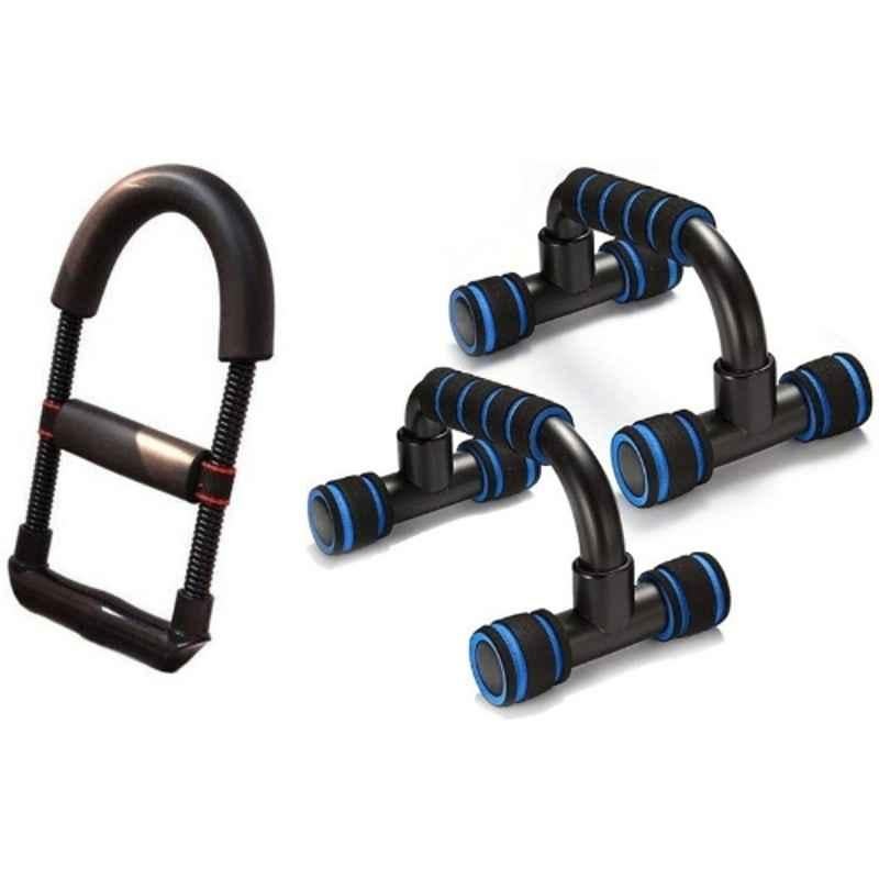 Shopeleven Plastic Black Push Up Stand with Wrist Stretching Gripper