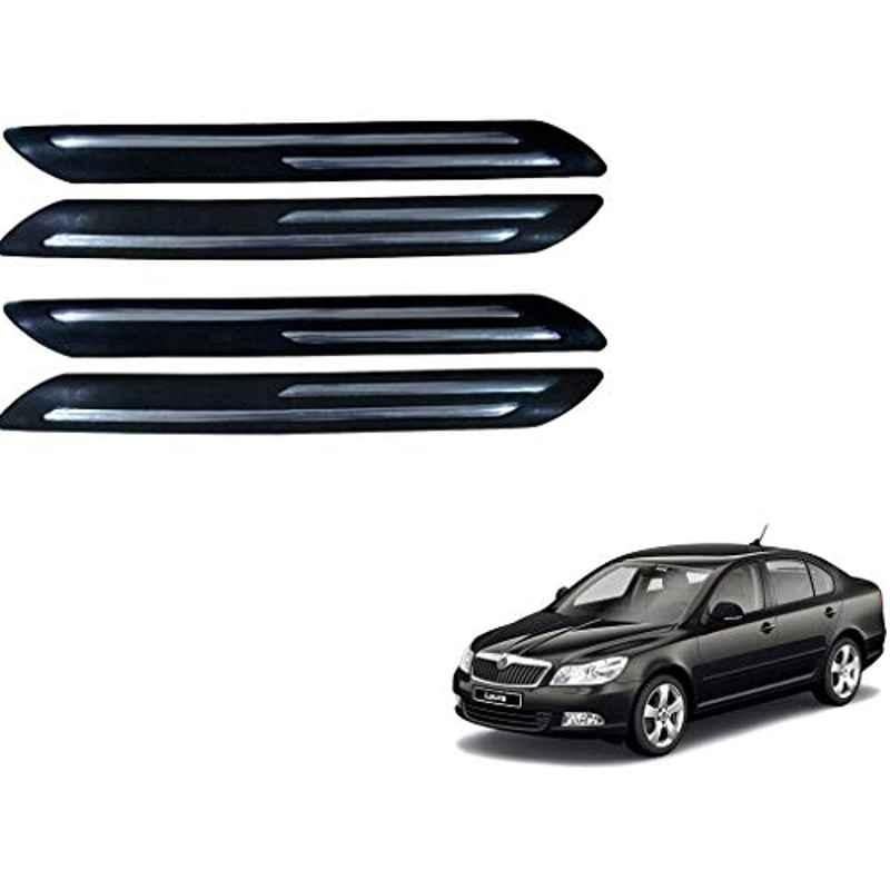 Kozdiko 4 Pcs Double Chrome Bumper Protector Black Set for Skoda Laura