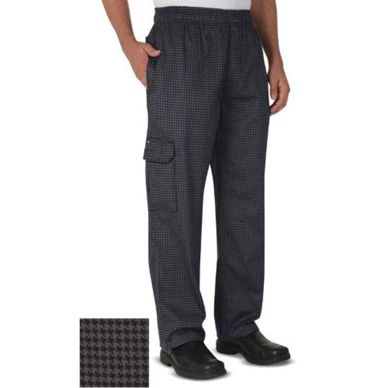 Superb Uniforms Polyester & Cotton Black & Grey Houndstooth Chef Trouser, SUW/BGyHonTh/CP05, Size: 34 inch