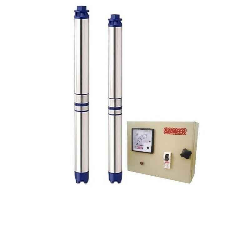 Sameer I-Flo 1HP 8 Stage Oil Filled Submersible Pump with Control Panel with 1 Year Warranty, Total Head: 150 ft