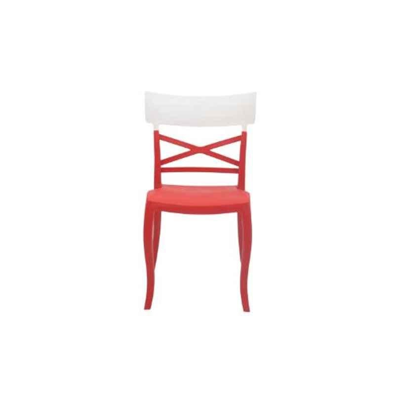 Supreme Cruz Wooden Looks Plastic Red & White Chair without Arm (Pack of 4)