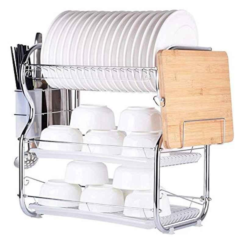 Rubik 60cm Stainless Steel Silver 2 Tier Dish Drying Rack Over Sink, ROTTSDR60-1