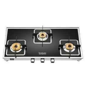 Hindware Dario 3B AI Glass Top Cooktop with 3 Brass Burner & Automatic Ignition, CT 100174