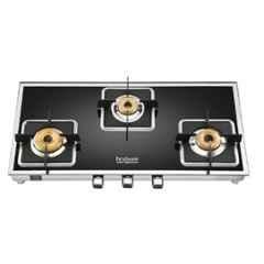 Hindware Dario 3B AI Glass Top Cooktop with 3 Brass Burner & Automatic Ignition, CT 100174