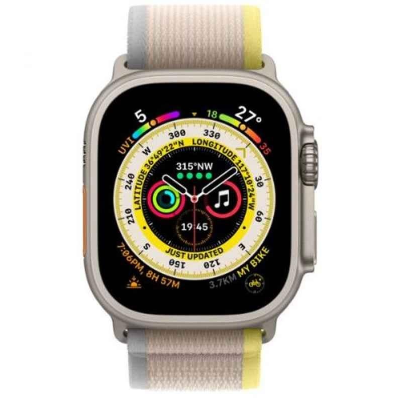 Apple Ultra 49mm Titanium Case GPS + Cellular Watch with Yellow & Beige Trail Loop, MQFU3-UL-CE