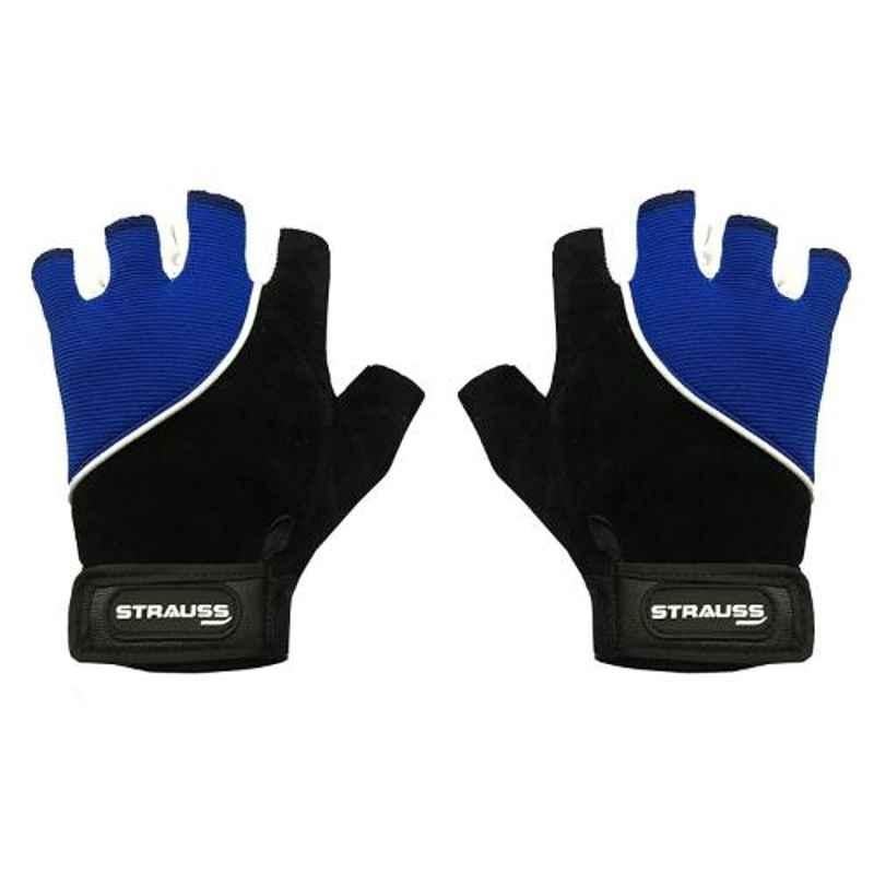 Strauss Medium Black & Blue Comfort Stretch Back Cut Finger Gloves, ST-1279