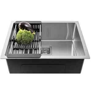 Crocodile 20x17x10 inch Satin Finish Single Bowl Stainless Steel Handmade Kitchen Sink