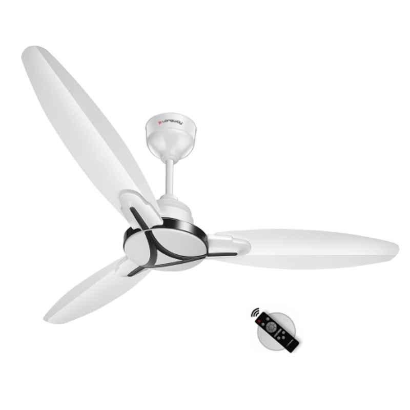 Longway Zephyr 28W 400rpm White BEE 5 Star 3 Blade BLDC Anti Dust Decorative Ceiling Fan with Remote Control & 3 Years Warranty, Sweep: 1200 mm