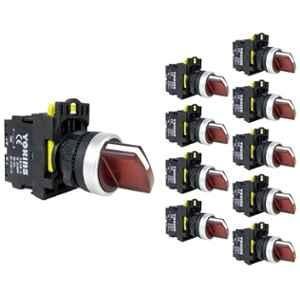 Yokins 22mm 220VAC 1NO Red 2 Position Illuminated Maintained Selector Switch,EB2M-A-10XD (Pack of 10)