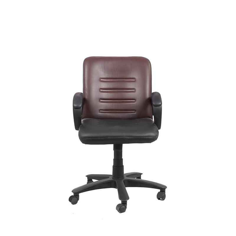 High Living Groove Magenta & Black Leatherette Medium Back Office Chair
