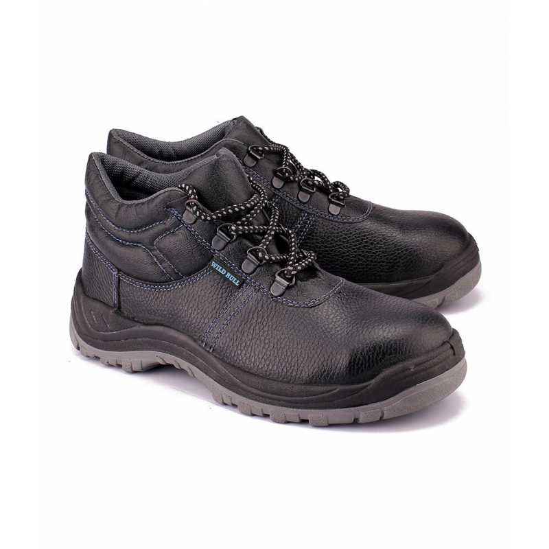 Wild Bull Thumder Plus Steel Toe Black Safety Shoes, Size: 5