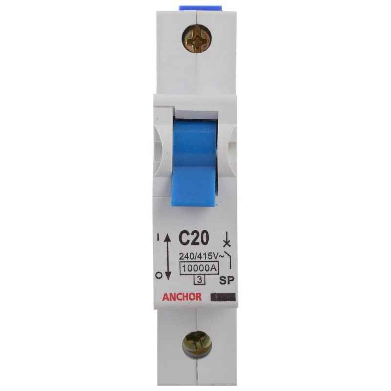 Anchor 20A Gold Series Single Pole C06 MCB, 18119 (Pack of 2)