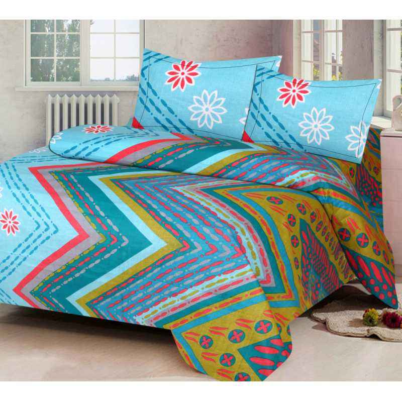 IWS Sky Luxury Cotton Printed Double Bedsheet with 2 Pillow Covers, CB1620