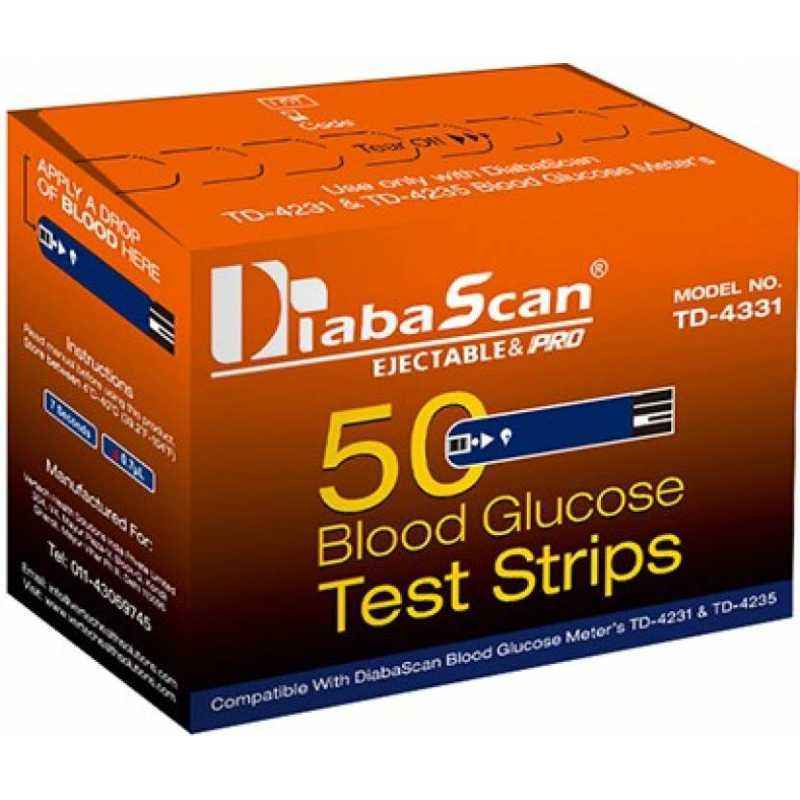 Diabascan 50 Glucometer Strips, TD-4331, Measurement Range: 10-600