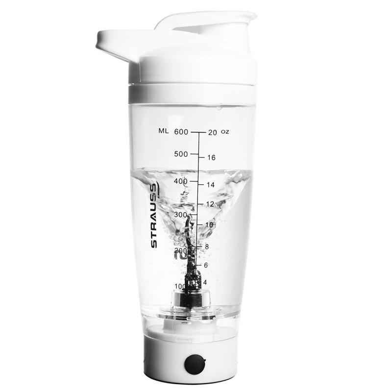Strauss Acrylic Plastic White Automatic Shaker Bottle, Capacity: 600 ml