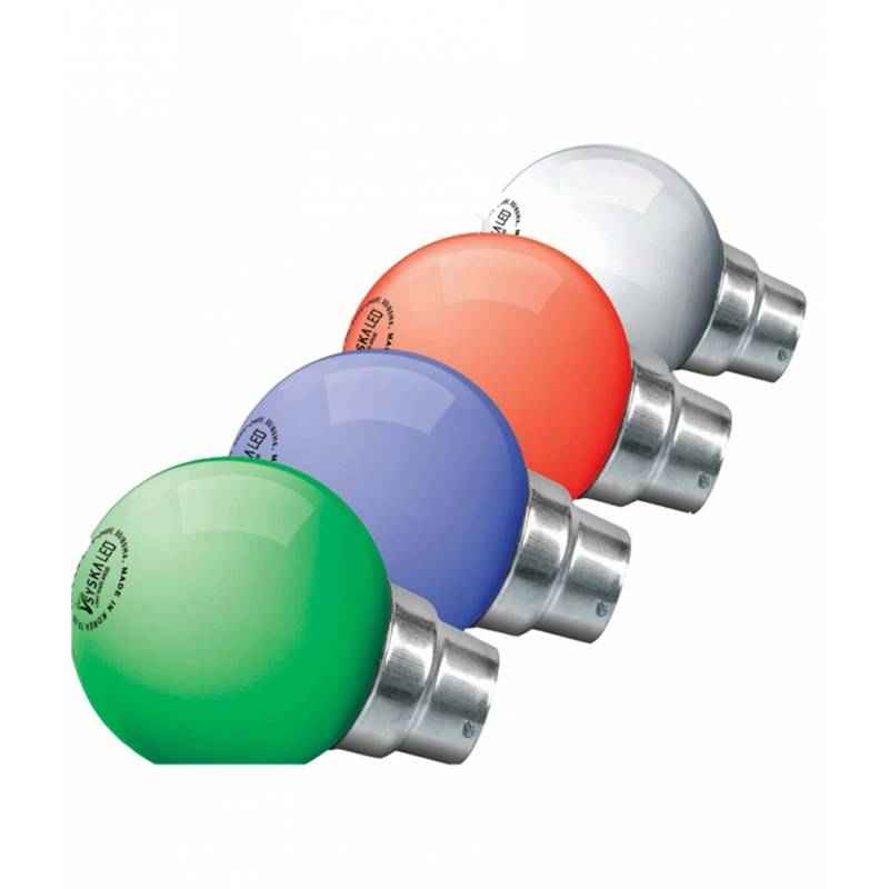Syska 0.5W B-22 Blue, Green, White and Red LED Bulbs (Pack of 4)